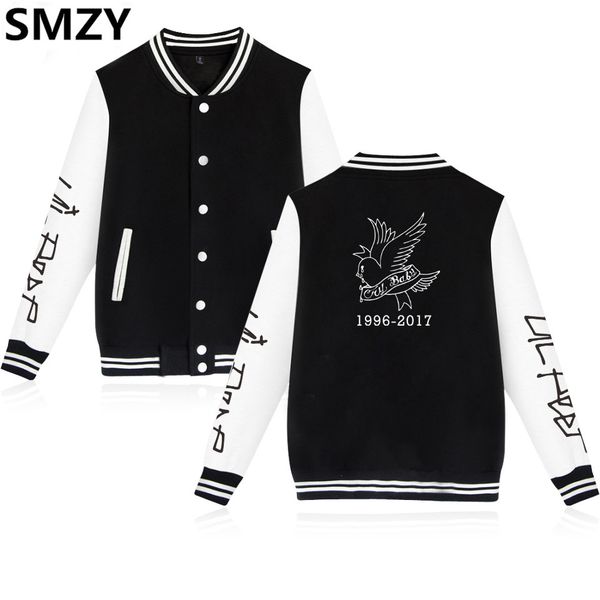 

smzy lil peep baseball jacket hoodies sweatshirt pullovers coon famous rap singer sweatshirts men popular hip hop clothes, Black