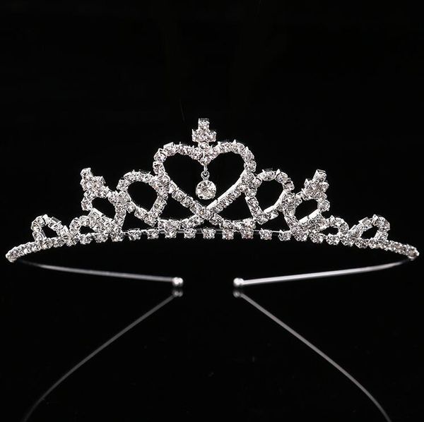 Fashion Wedding Party Princess Crown Rhinestone Hair Accessories For Girls Children Tiara Crown Silver Color Hair Jewelry gift Free Shipping