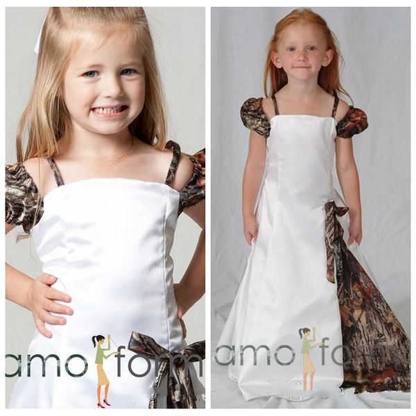

cute camo off shoulder camo floor length long flower girls dresses camouflage customized girl party gowns birthday wear cheap, White;blue