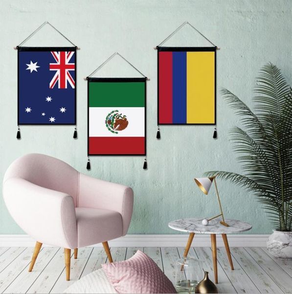 Bandeira nacional decoração pendurado pintura lençóis de algodão decorativo time de futebol pintura pintura concorrência mundial bar copo tapeçaria