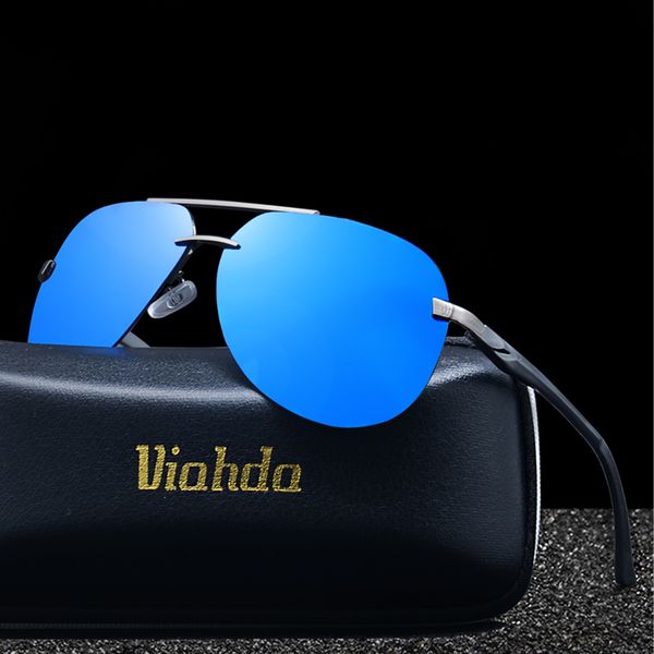 

viahda mens aluminum magnesium hd polarized fashion sun glasses male driving eyewea classic eyewear oculos, White;black
