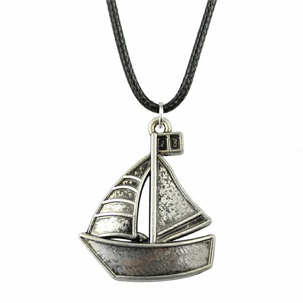 

wysiwyg 5 pieces leather chain necklaces pendants choker collar pendant necklace women sailboat 30x25mm n6-b10876, Golden;silver
