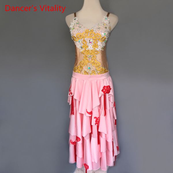 

latin dance dress women girls dance competition clothes diamond embroidery latin dresses adult kids performance costumes, Black;red