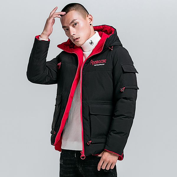 

men hooded warm winter parkas plus size 4xl fashion jackets men 125, Black