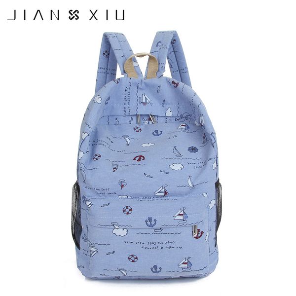 

jianxiu women female backpack girls' schoolbags canvas graffiti backpacks bag dots print travel student bags big capacity