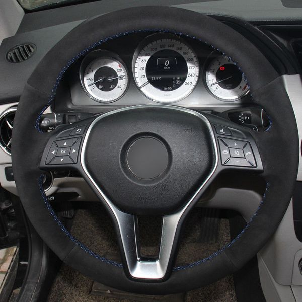 

leather steering wheel hand-stitch on wrap cover for benz a b c gla class