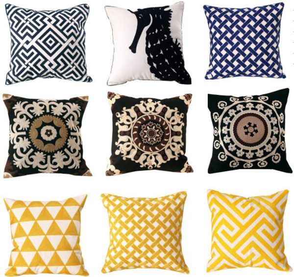 Cotton Geometric Pattern Pillowcases For Sofa Bed Simple Modern
