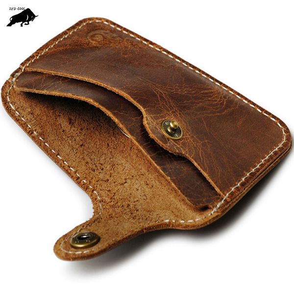 

zyd-cool cow genuine leather card men and women wallet business card id holder bank cardholder pickup bus holder hasp cover, Brown;gray