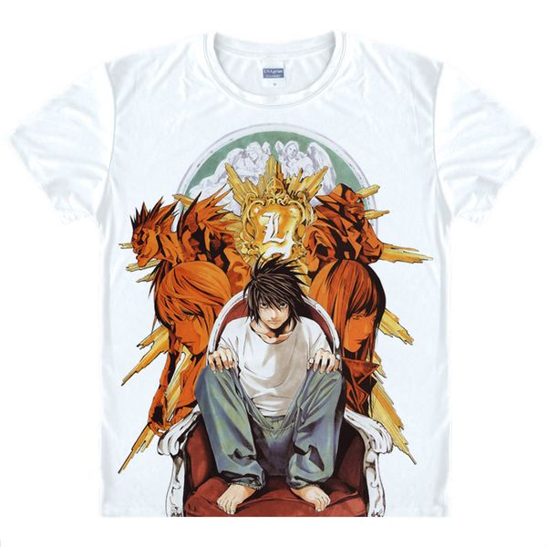 

death note t-shirts multi-style short shirts desu noto light yagami shinigami ryuk  lawliet cosplay printed shirt tee-style234-no06, White;black