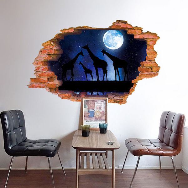 

3d self adhesive wallpaper diy funny giraffe window wall stickers vinyl room home décor ing
