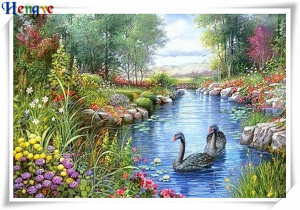 

5d diy алмазов картина вышивки крестом комплект горный хрусталь полный квадратный алмаз вышивка черный лебединое озеро главная мозаика декор