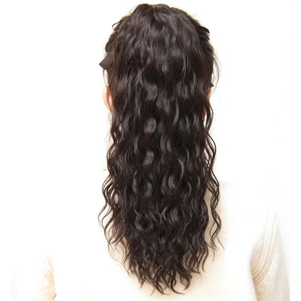 Недорогие фабрики сразу 100% человеческих волос прямой естественный цвет хвостик шиньон Клип в One Piece Wrap Around Poytail Расширения человеческих волос