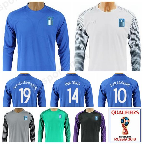 

2018 World Cup Soccer Jersey Long Sleeve Greece Football Shirt Uniform 11 MITROGLOU 15 TOROSIDIS 10 FORTOUNIS 10 KARAGOUNIS Football Shirt