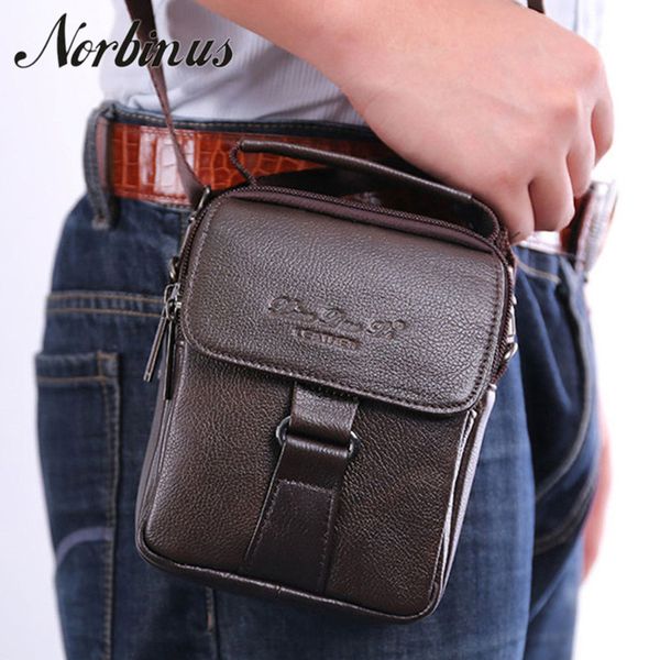 

men genuine leather cowhide shoulder messenger crossbody small belt hip waist pack fanny male tote hand purse bag