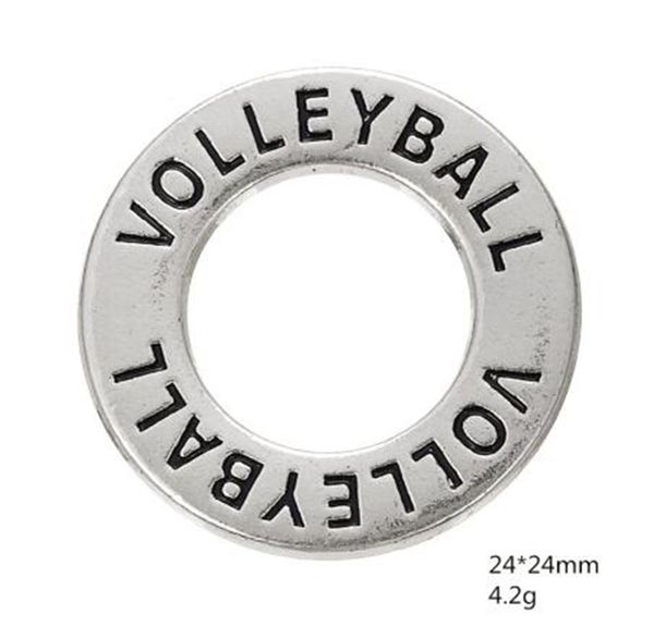 

2021 jewelry alloy antique silver plated volleyball circle washer affirmation charms compatible with bracelet, Bronze;silver
