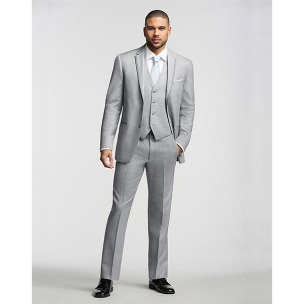 

mens suits light gray slim fit custom made side vent men suit wedding bridegroom groomsmen tuxedo( jacket+pants+vest+tie, White;black