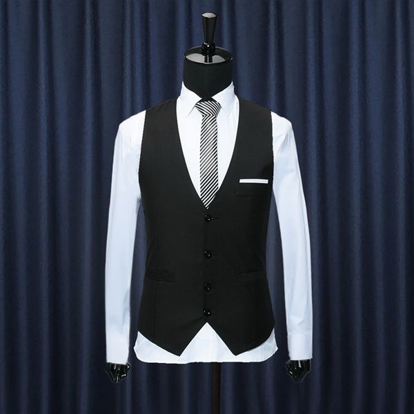 

pure color men suit vest business banquet wedding men's vest fashion slim fit elegant, Black;white