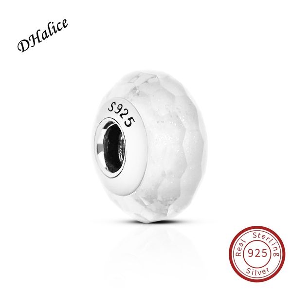 

frosty mint shimmer murano glass charm pandora authentic 925 sterling silver white beads fits snake bracelets diy fine jewelry, Black