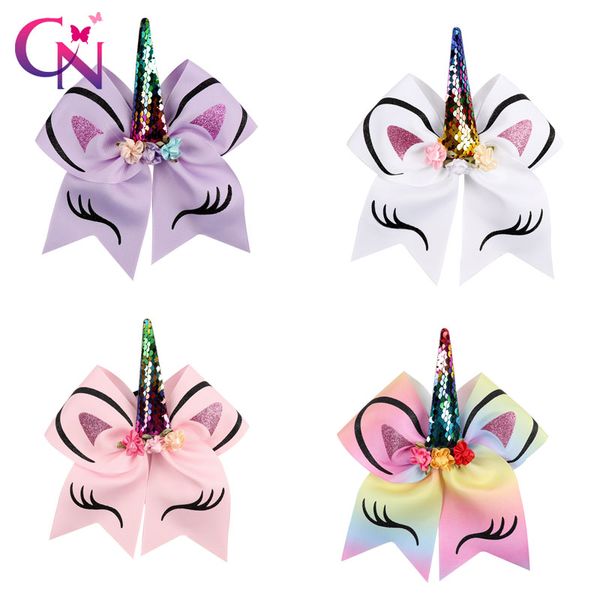 

Prince unicorn cheer bow with ponytail holder ribbon hair bow hairclip for girl cheerleading bow girl hair acce orie hair band