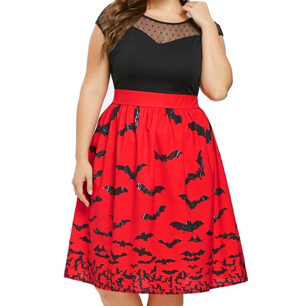 

plus size 5xl women halloween party dress 2018 elegant print short sleeve ladies mini dresses vintage midi dress women clothes, White;black