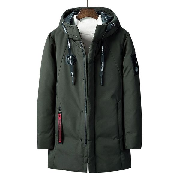 

varsanol 2018 winter menlong casual hooded thick cotton parkas jacket men casual solid pockets outwear warm parka coat men, Black