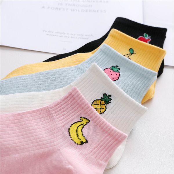 

Various Colors Female Socks Art Fresh Fruit Boat Socks White Comfortable Cotton Socks Cute Designed School Students Females