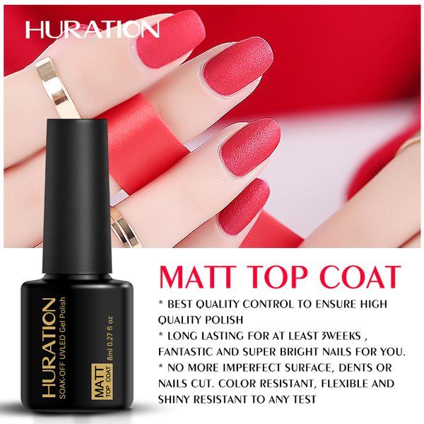 

huration matte nail art 8ml gel nail polish long transparent colour coat gel varnish soak off uv led lacquer matt design, Red;pink