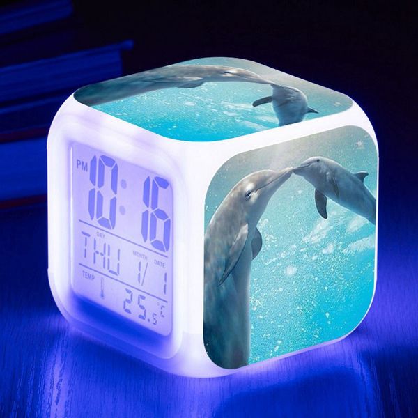 

the cute dolphins led alarm clock digital led clocks reloj despertador customized pattern reveil enfant watch night light clock