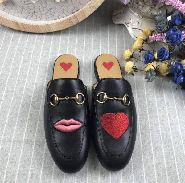 2018 die neuen roten Lippen + Liebe beliebtesten Stoff Top Leder Italien echtes Leder schwarz. Größe 35-41+ Karton