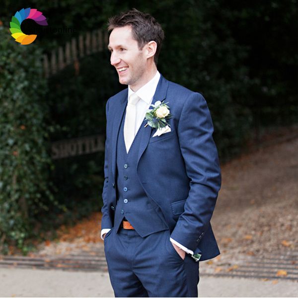 

royal blue men wedding suits groom wear slim fit terno tuxedos 3 pieces (jacket+pants+vest) groomsman suits blazer costume homme, White;black