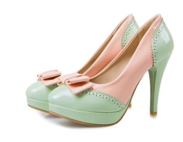 

send 2016 spring fashion blue patchwork waterproof table bowknot fine heel high heel women shoes, Black