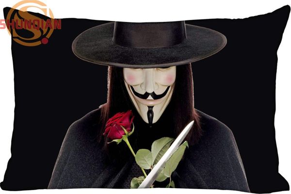 

new custom v for vendetta pillowcase zippered rectangle pillow cover cases size 45x35cm,40x60cm,45x75cm,50x75cm(two sides