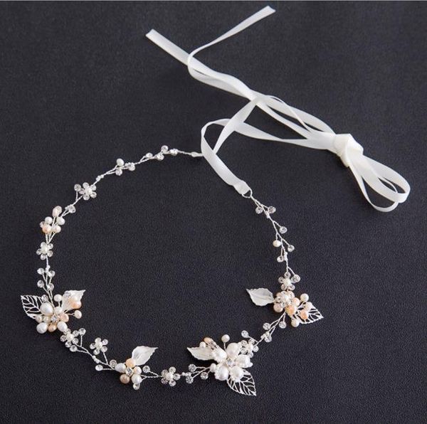 

свадебный головной убор невесты ручной работы имитация жемчуга кристалл волосы стильный свадебный головной убор, Slivery;golden