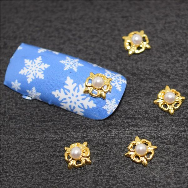 

10psc new white pearl stars 3d nail art decorations,alloy nail charms,nails rhinestones supplies #441, Silver;gold