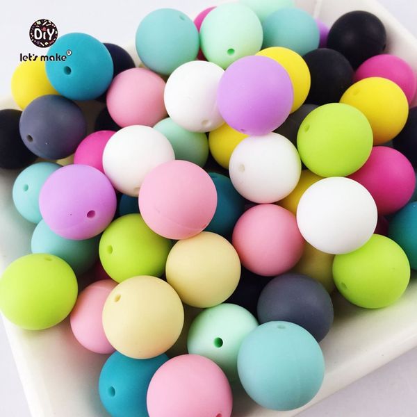 

let's make 100pc silicone baby teething teether beads 12- 20mm safe grade nursing chewing round silicone beads necklace