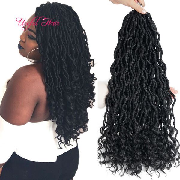 

ombre color goddess locs hair marley braiding hair extensions new style 18inch crochet braids hald wave hald curly bohemian locks for women, Black