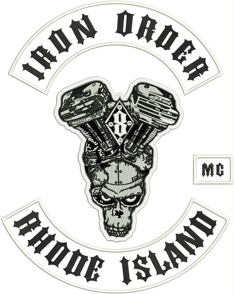 MC IRON ORDER RHODE ISLAND Toppe ricamate Ferro su motociclista Giacca da motociclista Gilet Abbigliamento Appliques Spedizione gratuita