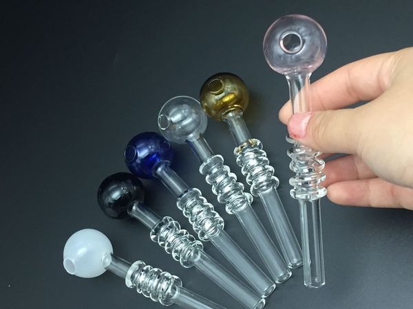 13 cm gebogene Glas-Ölbrenner, Glas-Bubbler-Pfeife mit blaugrünen, bernsteinfarbenen, klaren Farben, Balancer-Glas-Wasserpfeife und Shisha