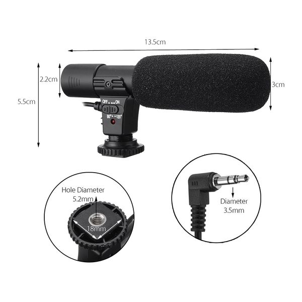 

HOT-3.5mm External Stereo Microphone Mic For Camera