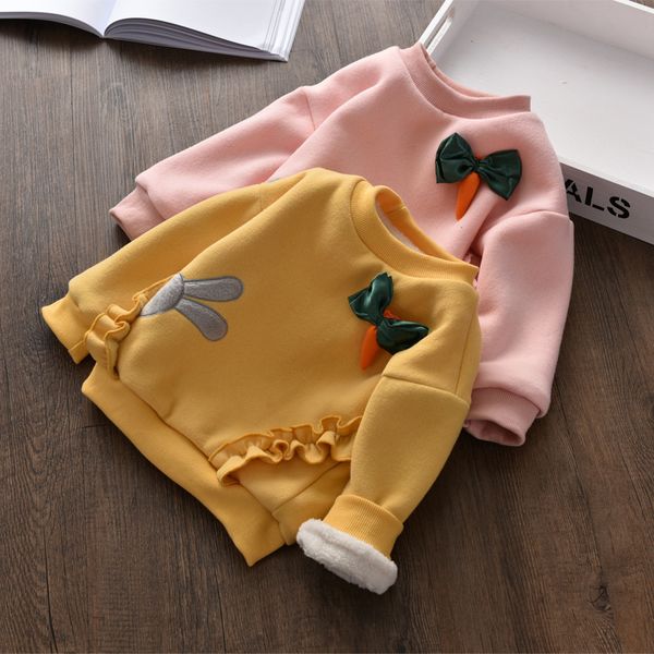

bibicola chilren sweater autumn winter fashion long sleeve pullover for girls cotton velvet thick outerwear kids warm sweater, Blue