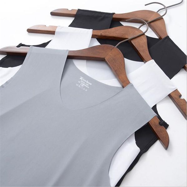 

summer men tshirt clothes 2018 ice silk tank men casual v-neck stretchy breathable thin plus size t shirt, White;black