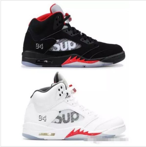 

High Quality 5 5s SUP Black White Men Basketball Shoes V Sup Sports Mens Trainers Athletic Sneakers Size 8-13