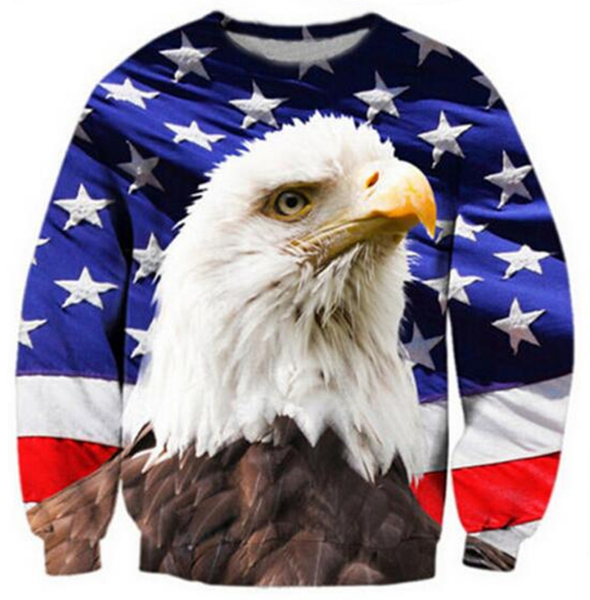 

fashion women/men eagle american harauku style funny 3d printed crewneck sweatshirts hoodies k168, Black