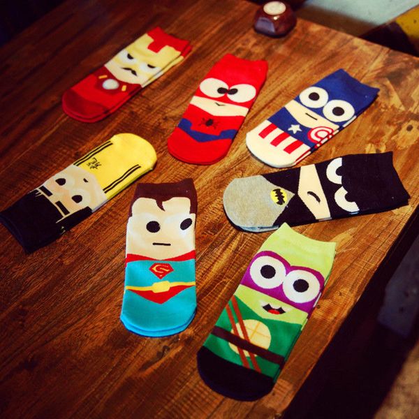 

Men Marvel Heros Boat Socks Superman Batman Captain Funny Cotton Happy Socks Hip Hop Batman Superman SpiderMan Captain America Avengers