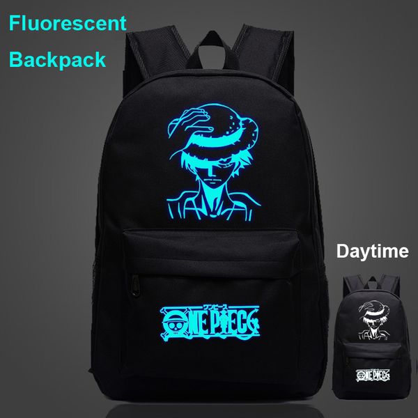 

fluorescent luminous anime one piece luffy boy girl school bag women bagpack teenagers schoolbags men children student backpacks