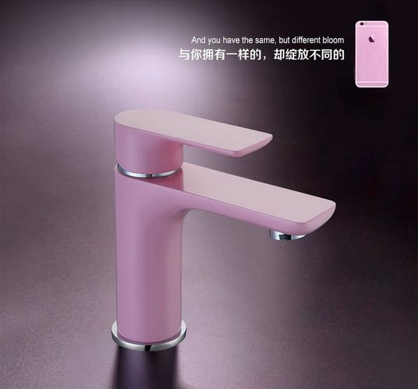 

pink color basin mixer bathroom faucet single lever single hole sink mixer chromed surface cold water control vessal sink