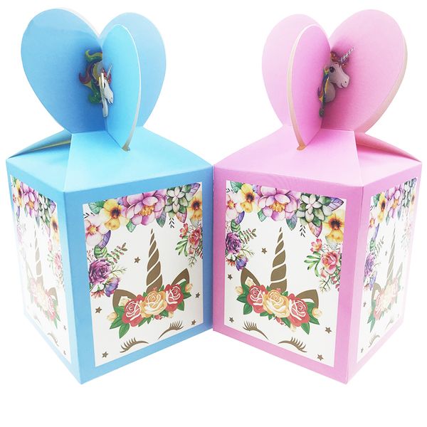 

6pcs new lovely cartoon unicorn candy box wedding birthday party decoration supplies baby shower party favors paper gift box