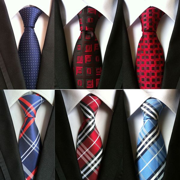 

100% silk plaid ties for men shirt wedding cravate pour homme jacquard woven necktie party gravata business tie formal lot, Blue;white