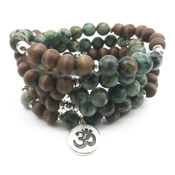 SN1371 Mode Armband Für Frauen Hohe Qualität Balance Healing Yoga 108 Mala Armbänder Natürliche Afrikanische Türkis Holz Perle