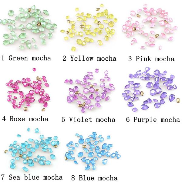 

about 20pcs 4-10mm mix shape 8 colors mocha series glass flattback rhinestone charm for diy 3d nail art manicure decor, Silver;gold